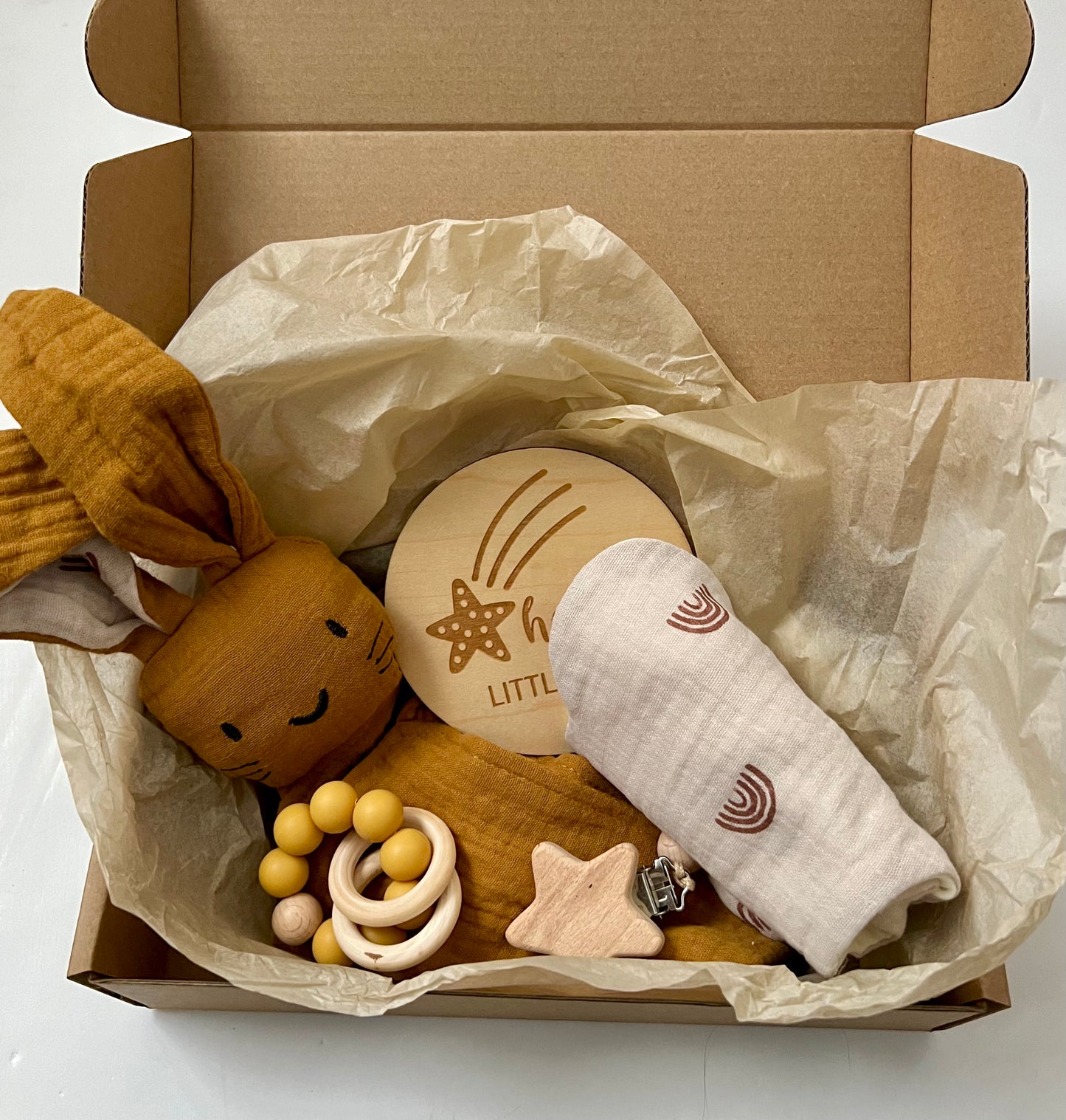 Golden Teddy muslin gift box