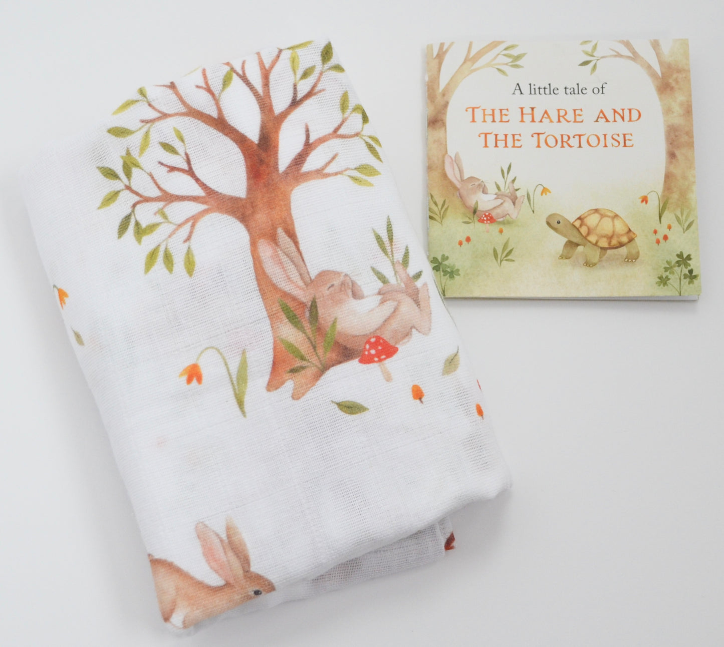 BESTSELLER- Hare and Tortoise Single Swaddle/Large Muslin with the Little Book