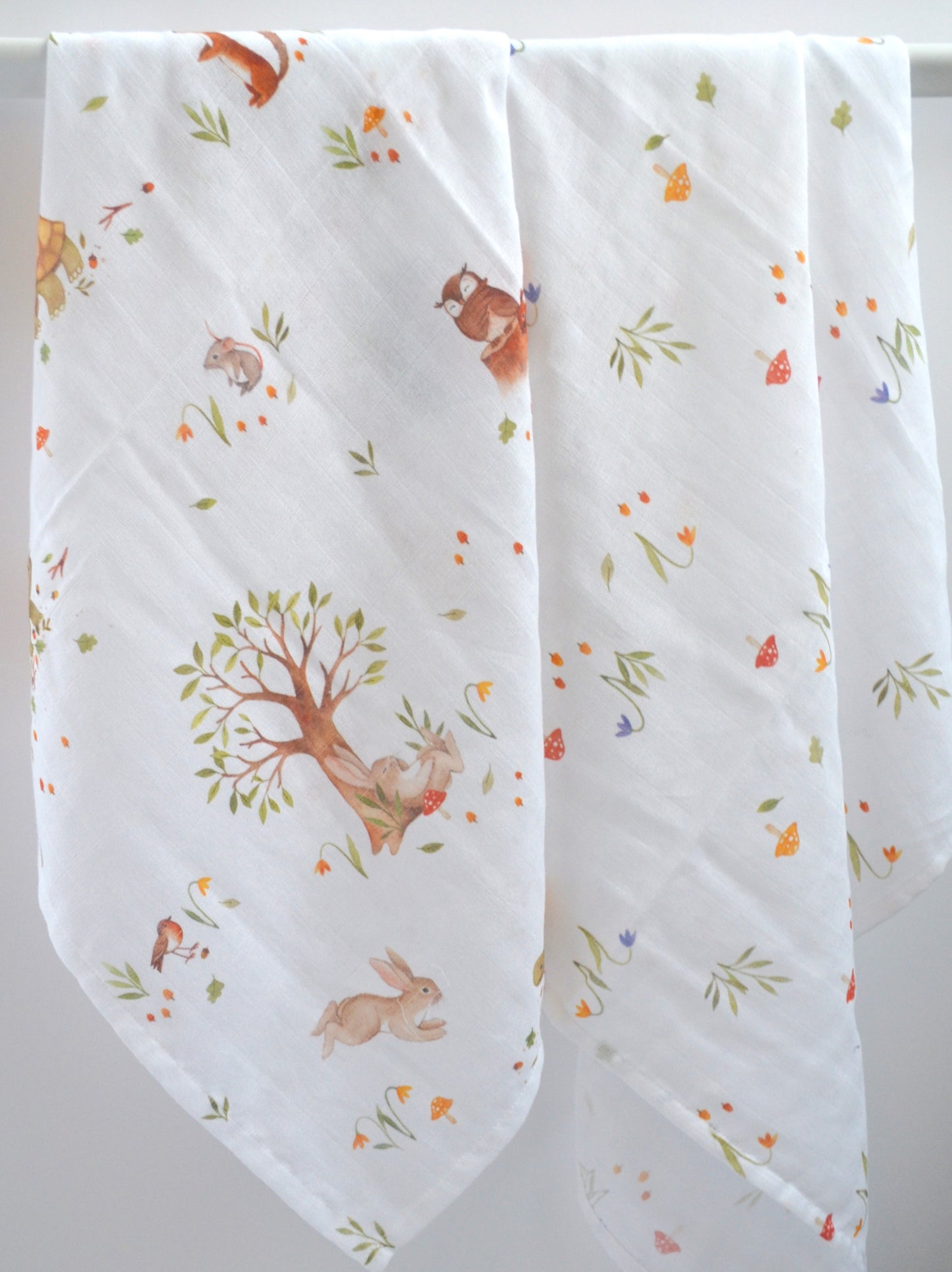 Pair of Muslin Squares in pure cotton- 'Hare and Tortoise' collection With the Little Book