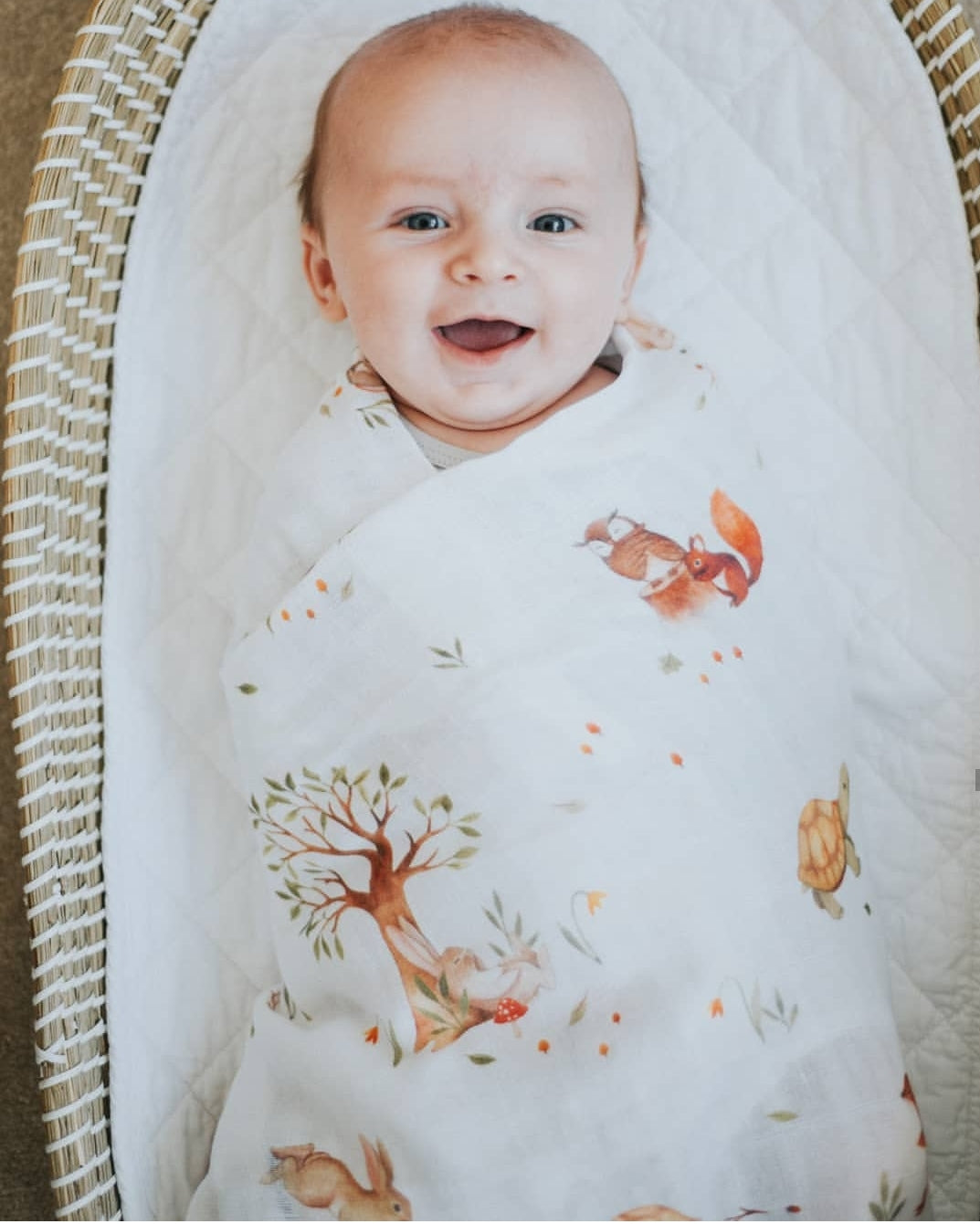 Hare and Tortoise swaddle baby blanket