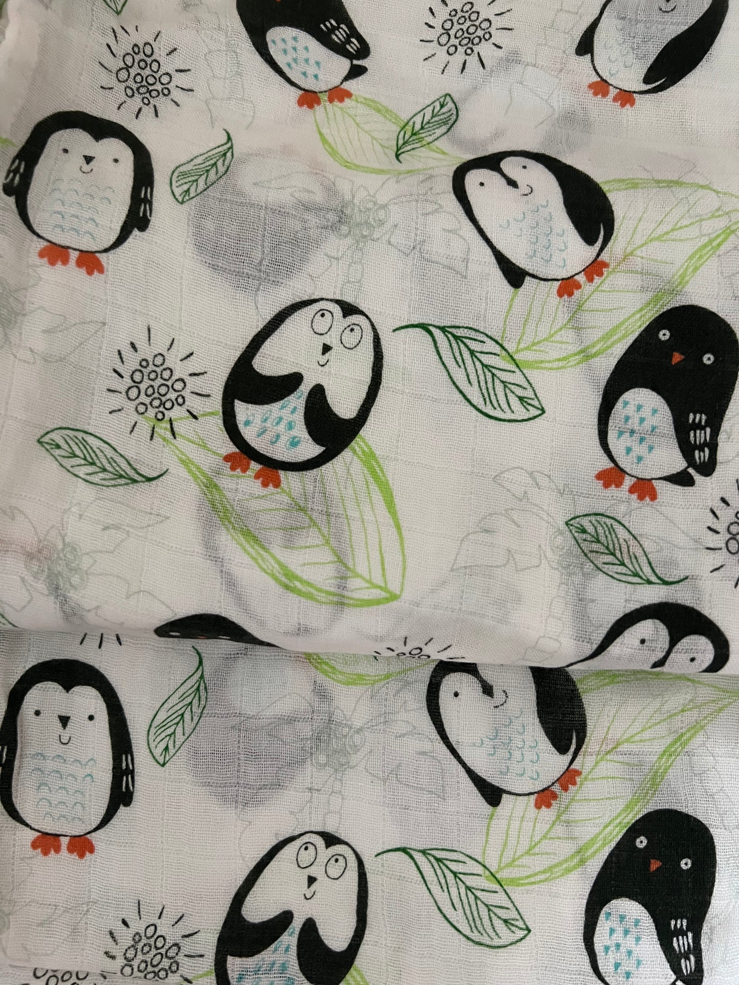 Pip & Percy penguin bamboo cotton swaddle