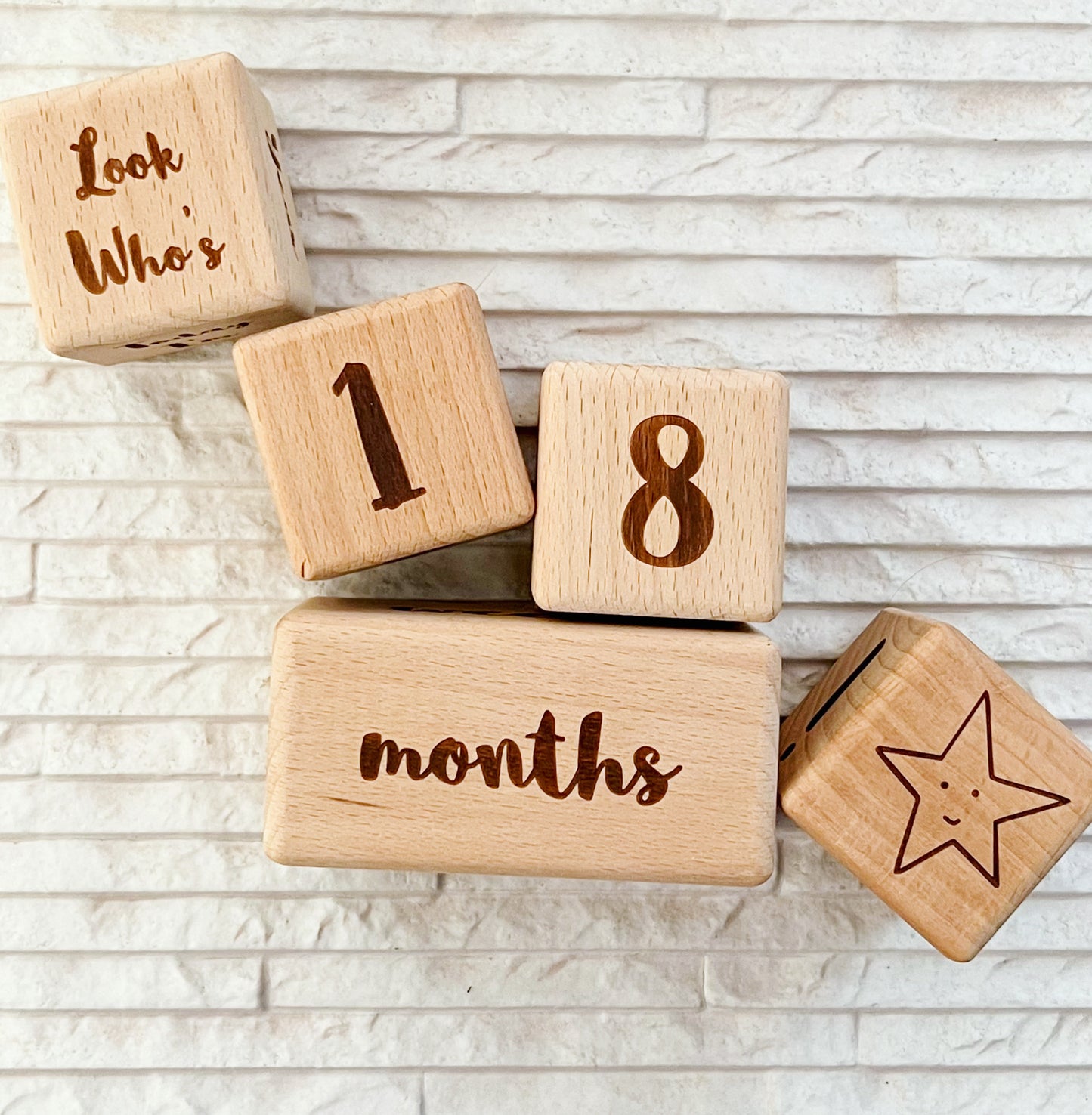 Wooden Baby milestone blocks