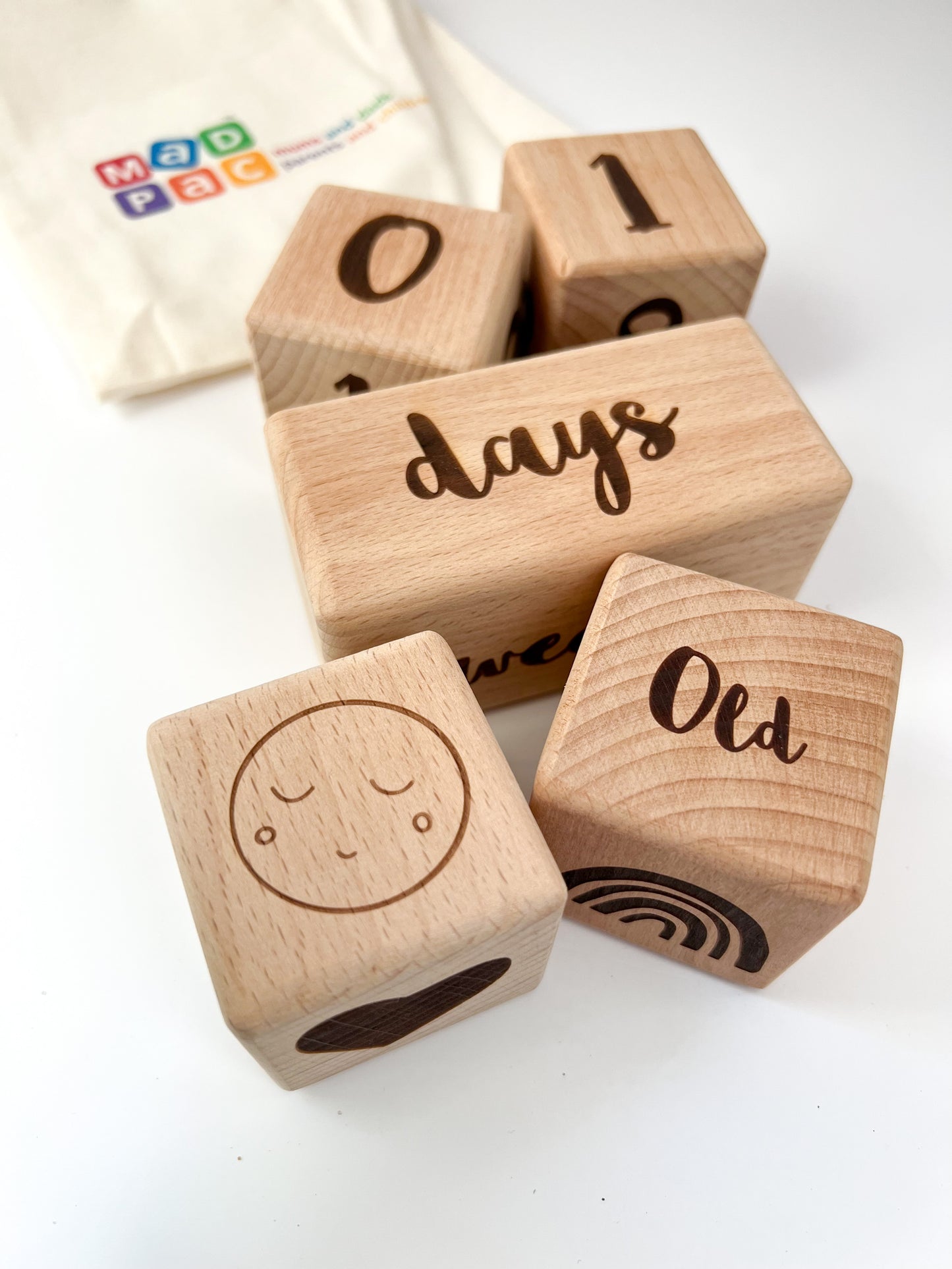 Wooden Baby milestone blocks